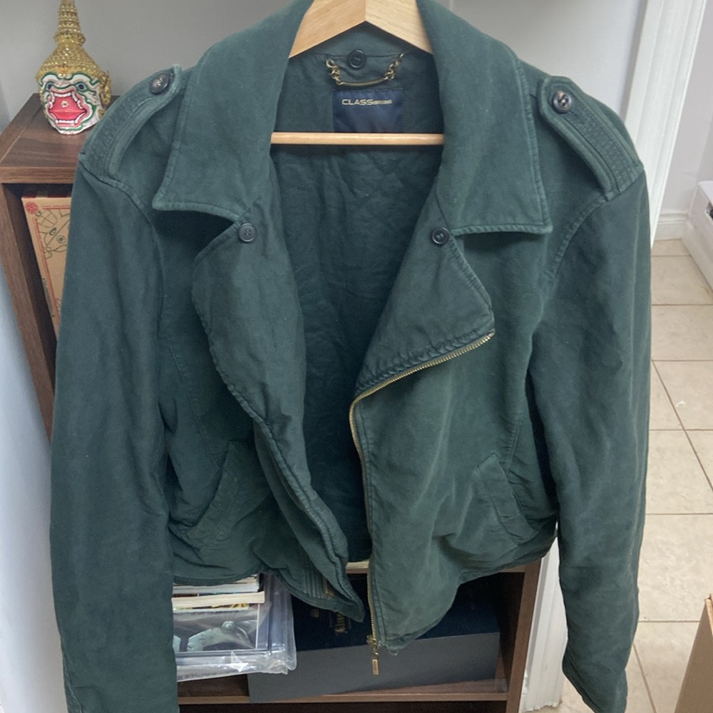 Vintage Class Roberto Cavalli Green Men's Moto Classic Jacket - Picture 5 of 13
